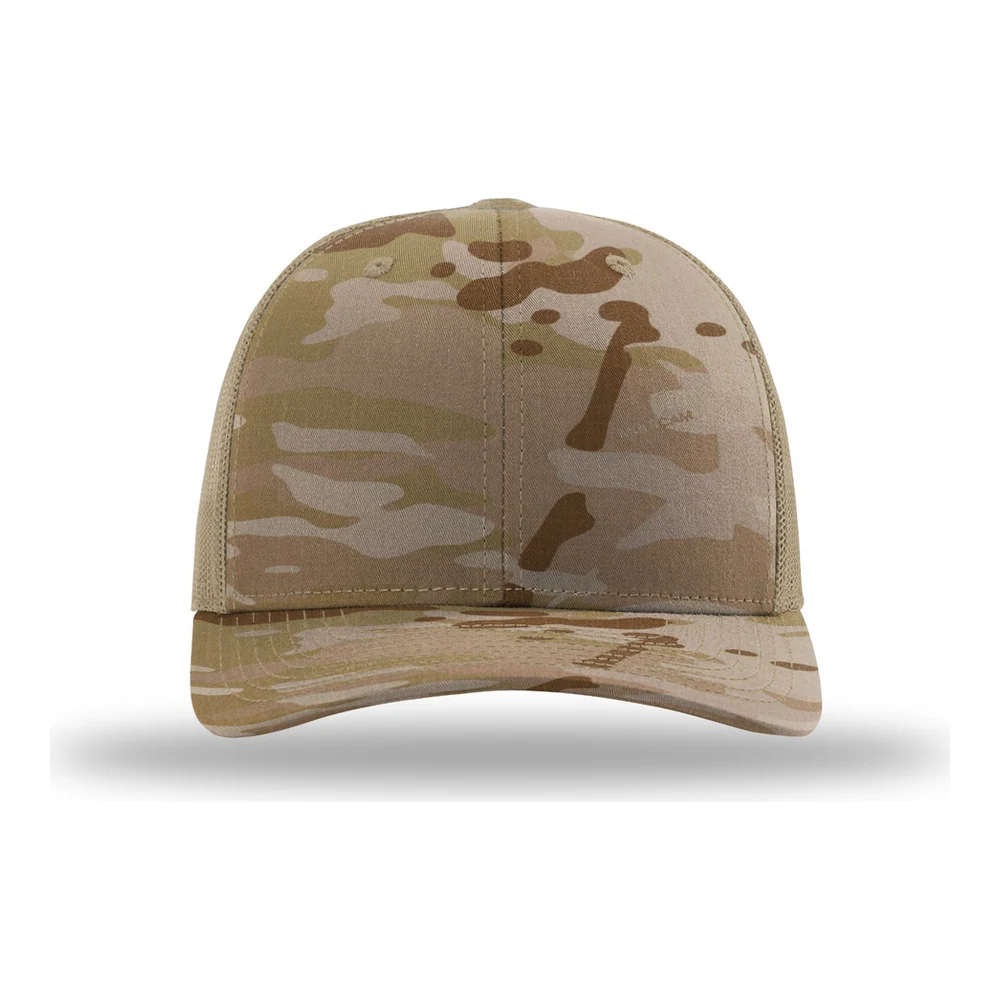 Multicam Arid/ Tan Richardson Printed Tactical Trucker style 112PT, front view