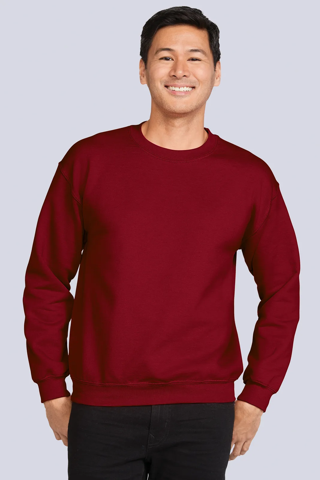 Gildan Heavy Blend Crewneck Sweatshirt — Style 18000 in Maroon — manufacturer lifestyle photo