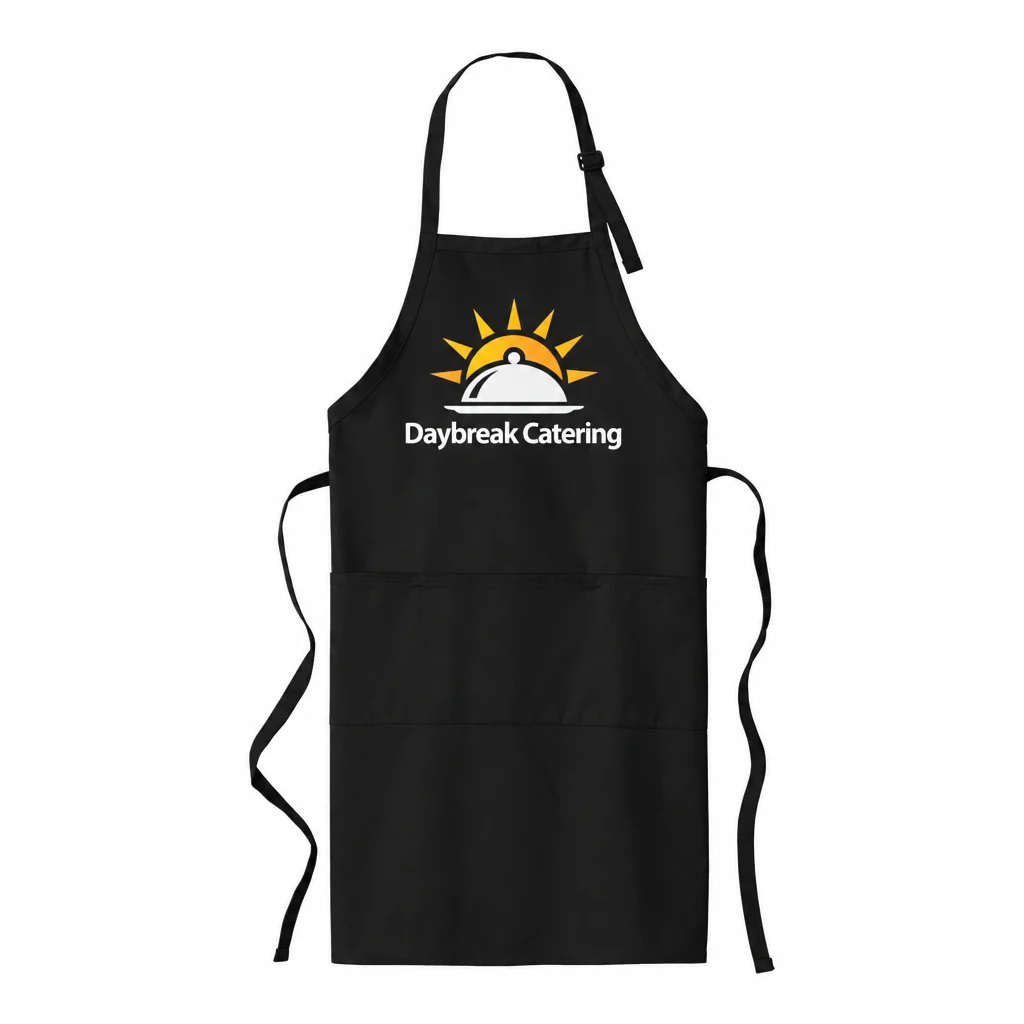 Custom Port Authority Easy Care Extra-Long Bib Apron (A700) in Black, front view with a custom printed logo.