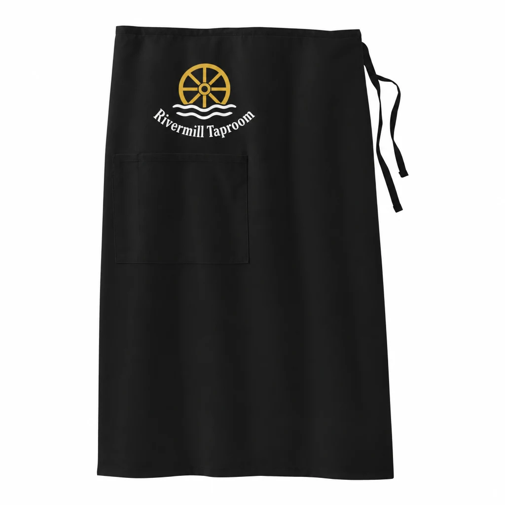 Custom Port Authority Easy Care Full Bistro Apron (A701) in Black, front view with a custom printed logo.