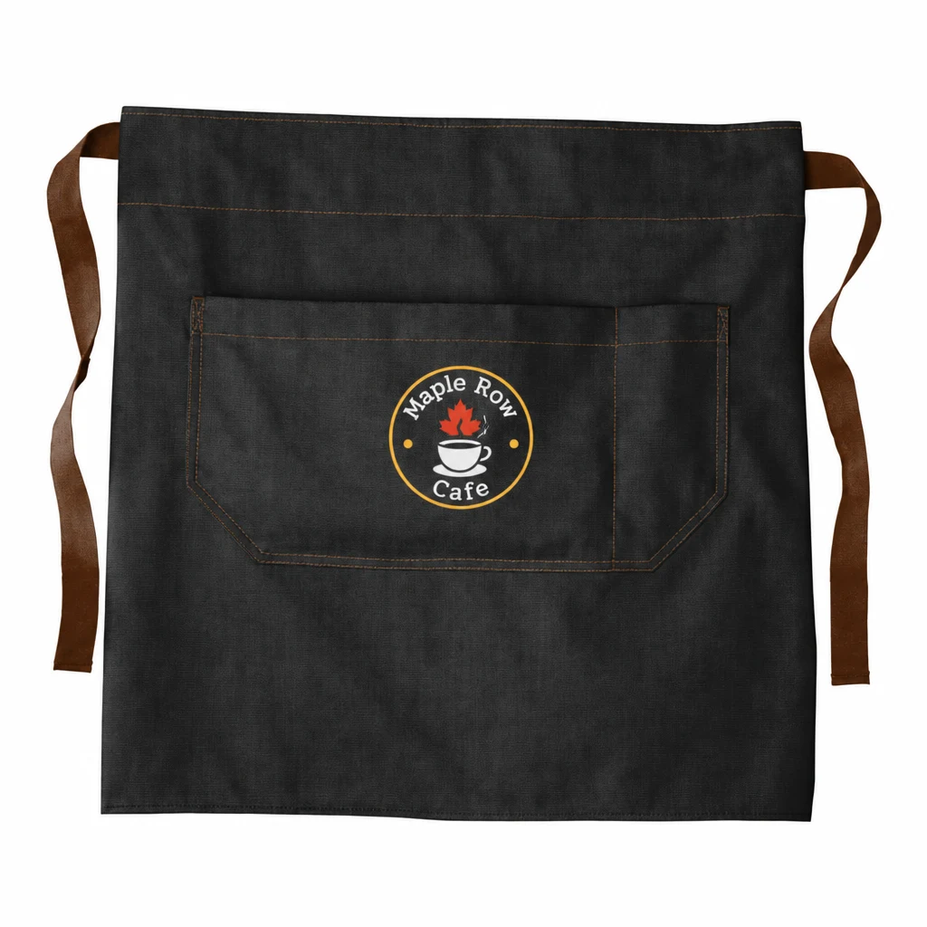 Custom Port Authority Market Half Bistro Apron (A801) in Dark Midnight, front view with a custom printed logo.