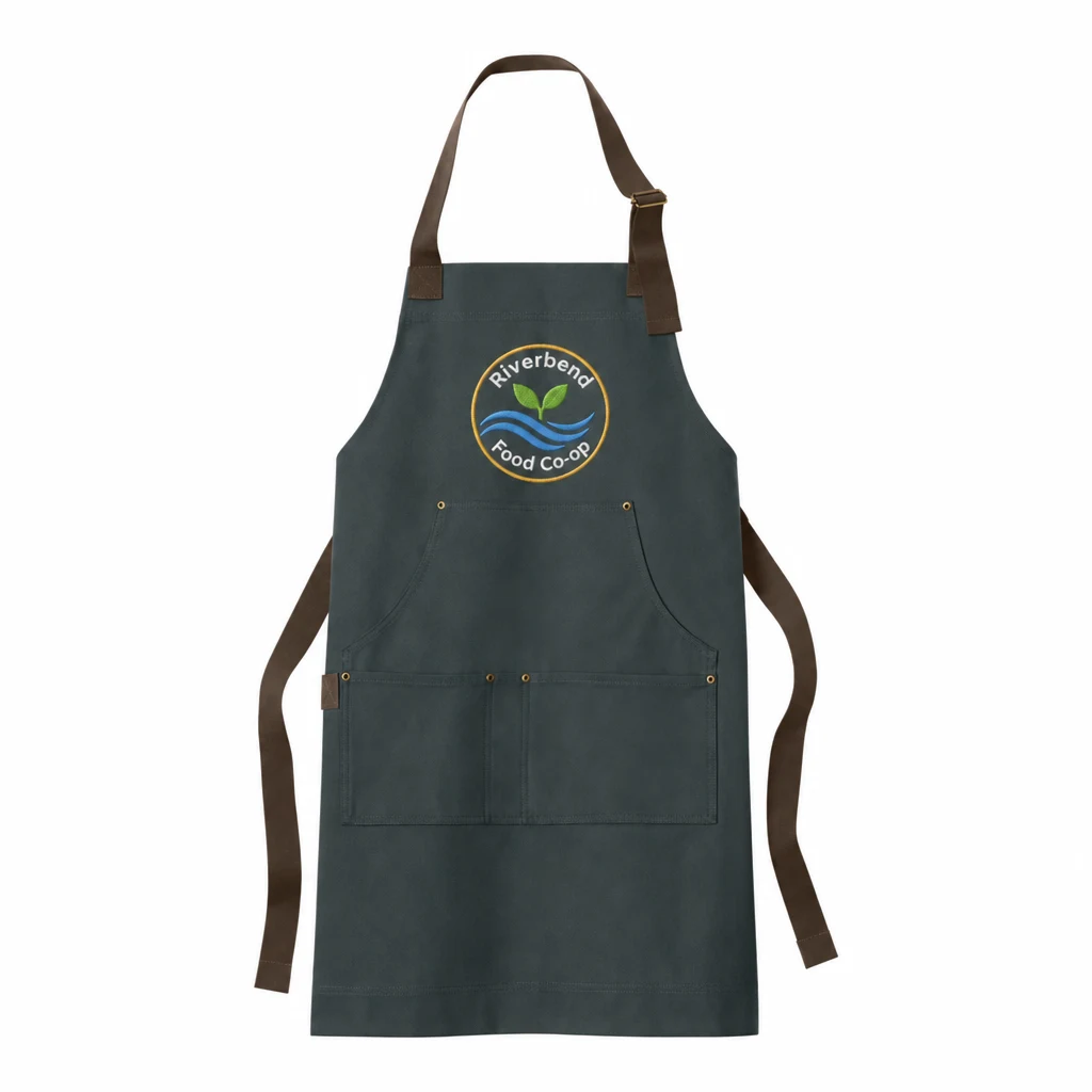 Custom Port Authority Signature Workwear Apron (A903) in Charcoal, front view with a custom embroidered logo.