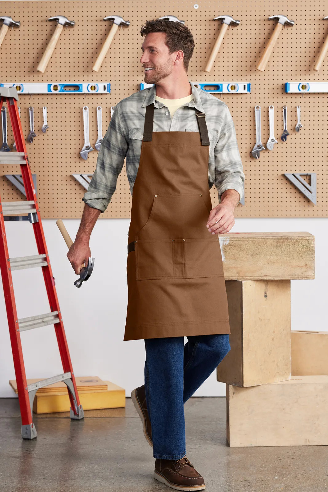 Port Authority Signature Workwear Apron — Style A903 in Duck Brown — lifestyle photo