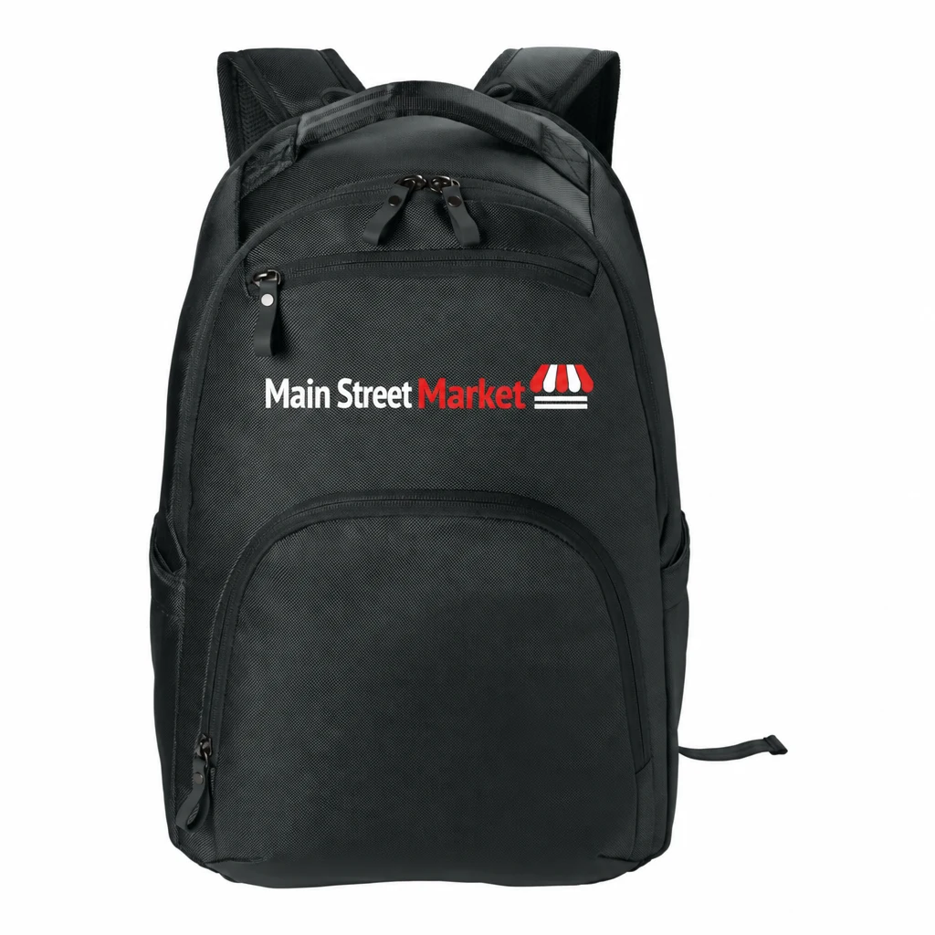 Custom Canvas for Good American Red Cross Charity Tech Pack (ACFG10ARC) in Black, flat-lay view with a custom printed logo.