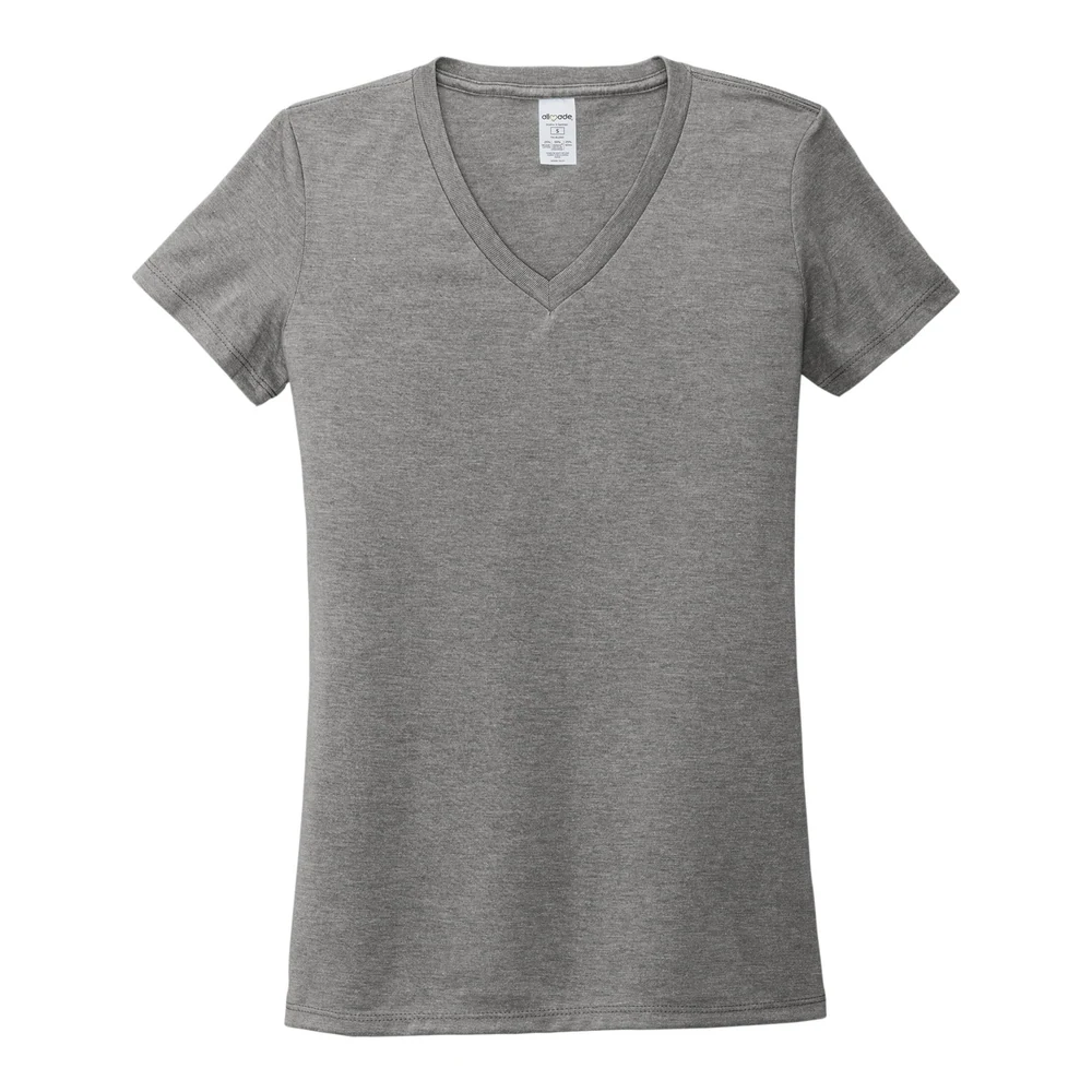 Aluminum Grey Allmade Women's Tri-Blend V-Neck Tee style AL2018, front view