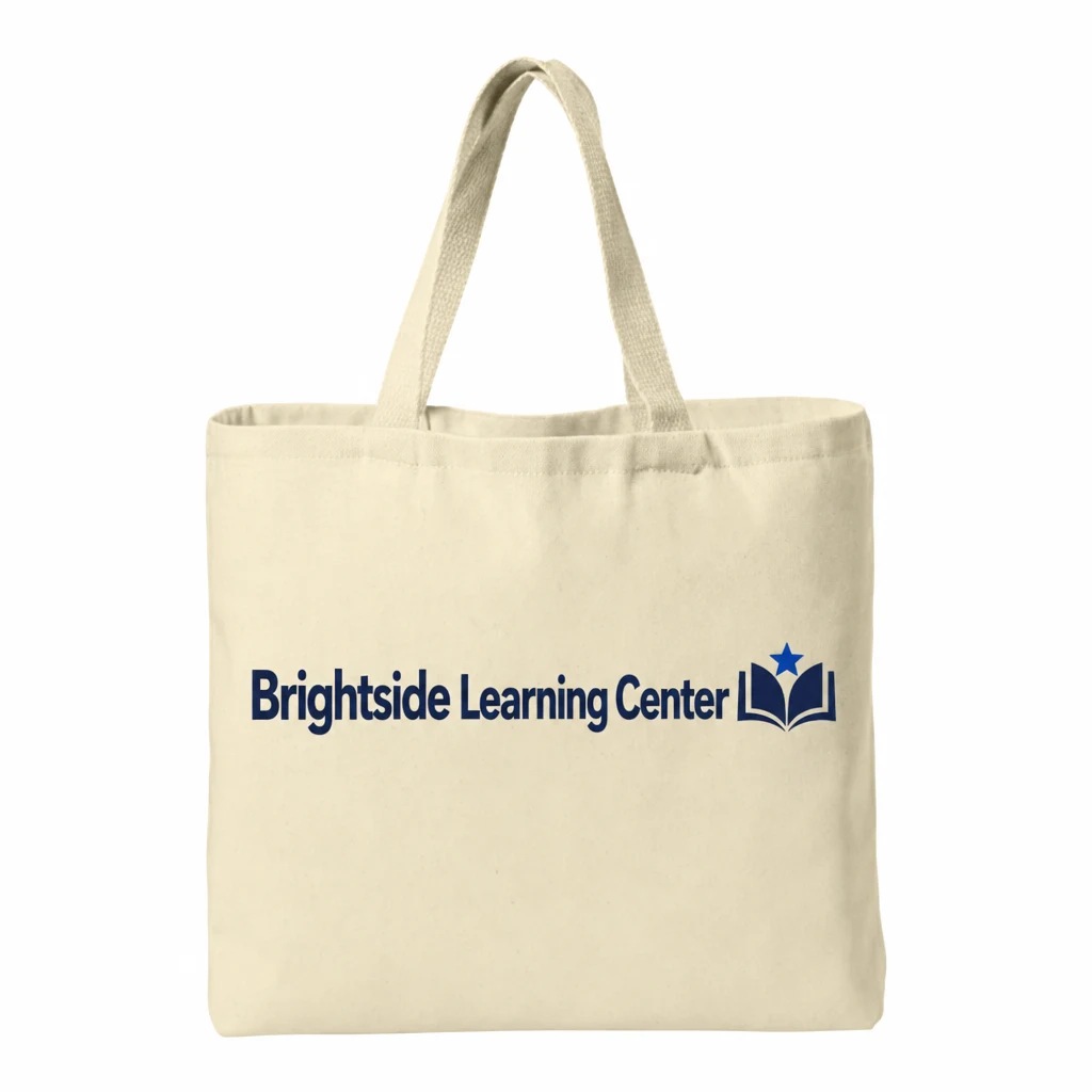 Custom Port Authority - Ideal Twill Convention Tote (B050) in Natural, flat-lay view with a custom printed logo. Example design