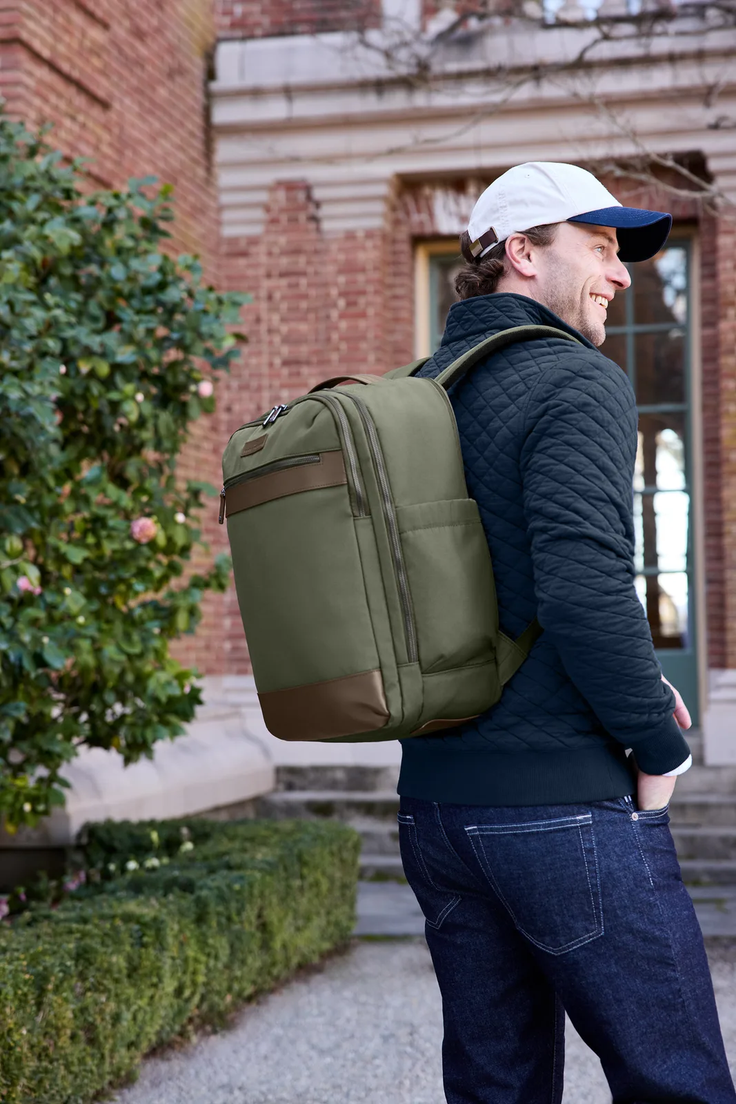 Custom Brooks Brothers Oxford Backpack — lifestyle photo