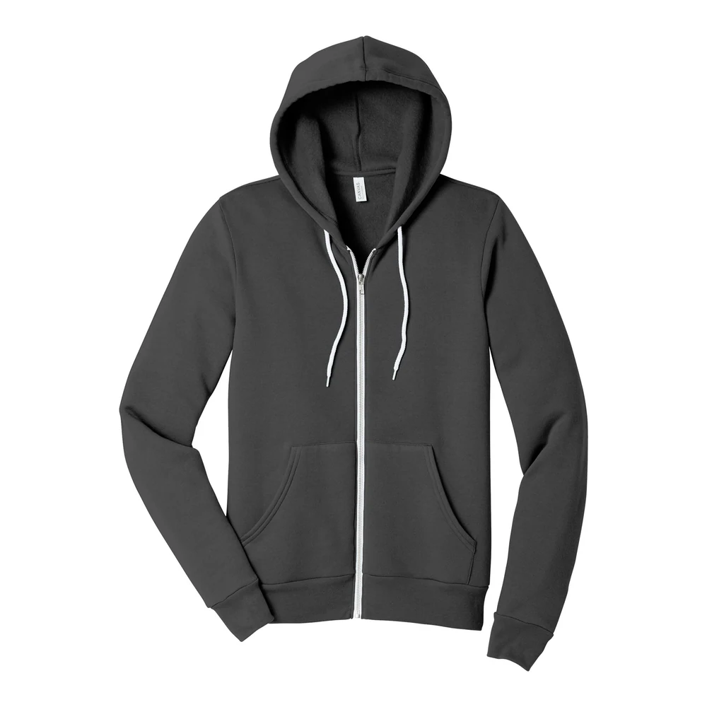 Asphalt BELLA+CANVAS Unisex Sponge Fleece Full-Zip Hoodie style BC3739, front view