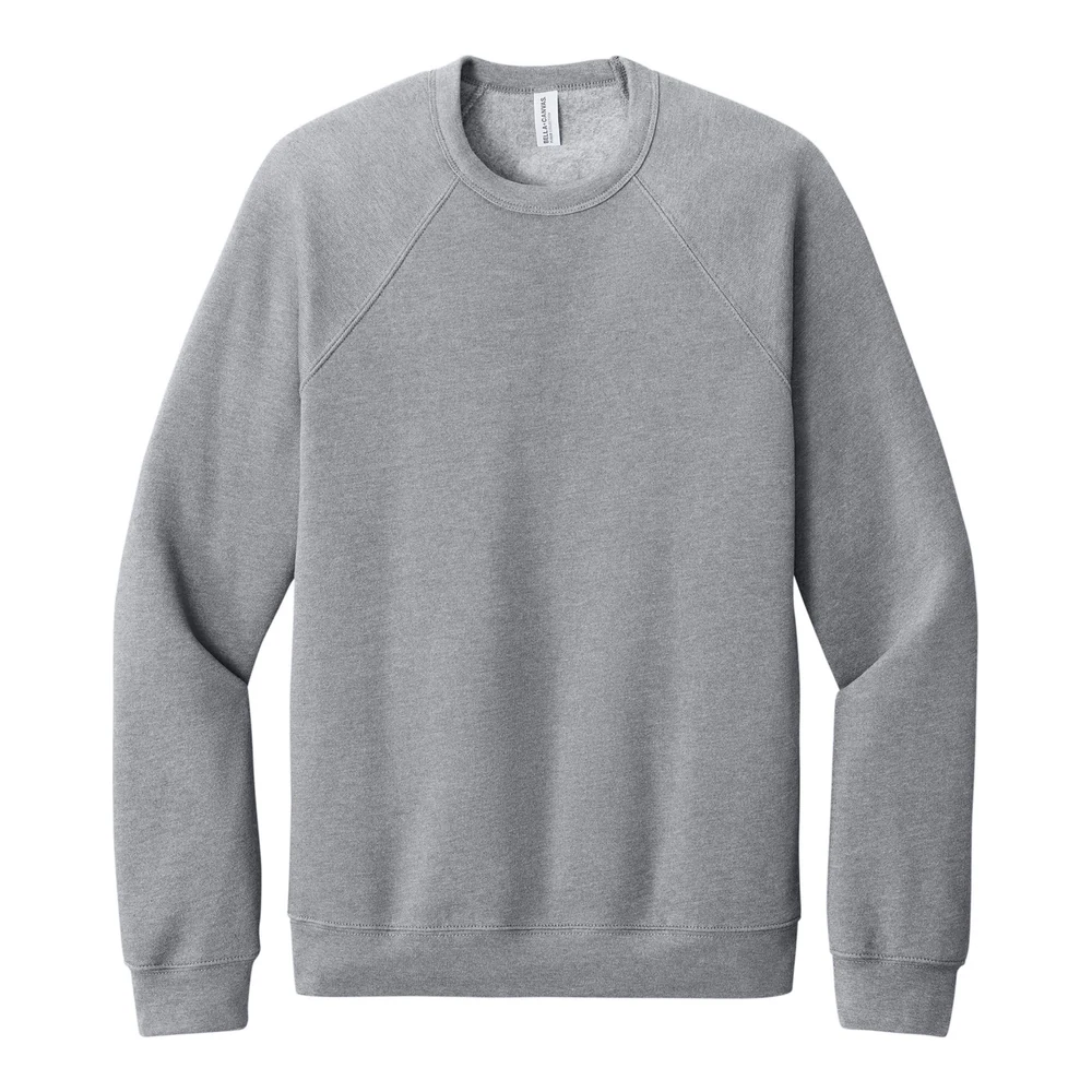 Athletic Heather BELLA+CANVAS Unisex Sponge Fleece Raglan Sweatshirt style BC3901, front view