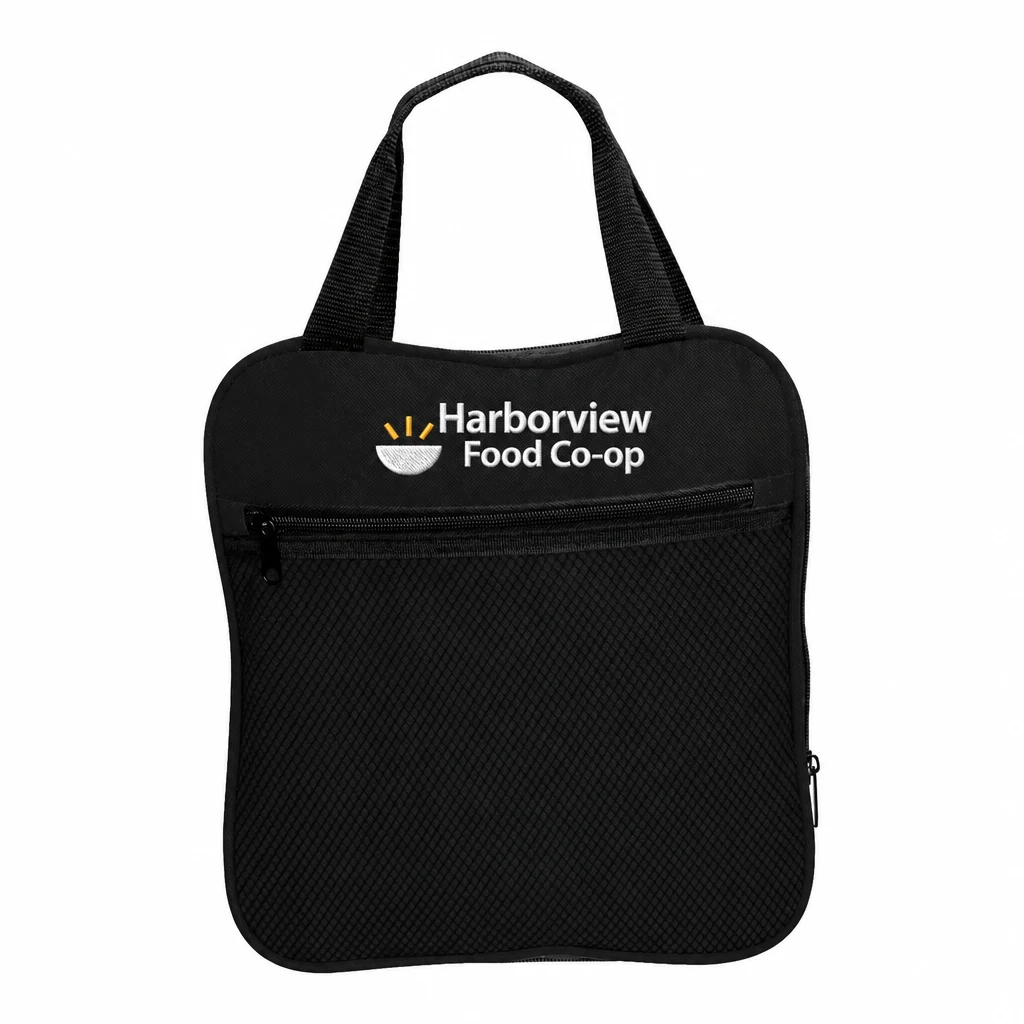 Custom Port Authority Packable Travel Duffel (BG114) in Black, flat-lay view with a custom embroidered logo.