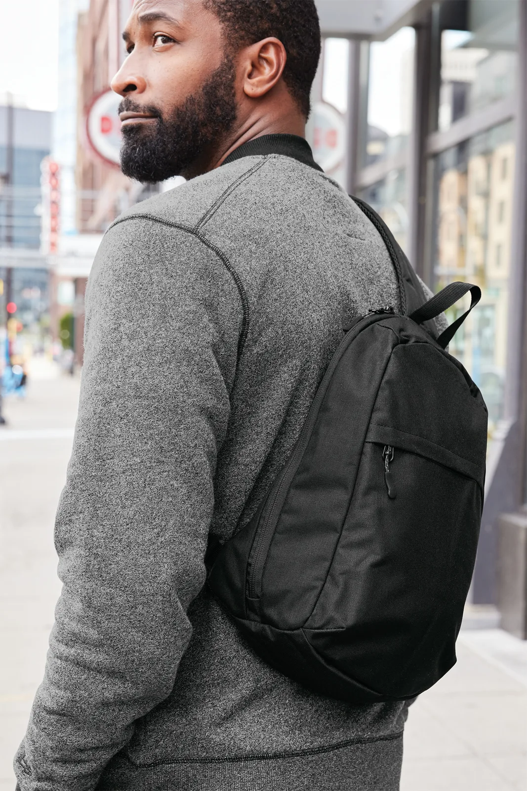 Custom Port Authority Crossbody Backpack — lifestyle photo