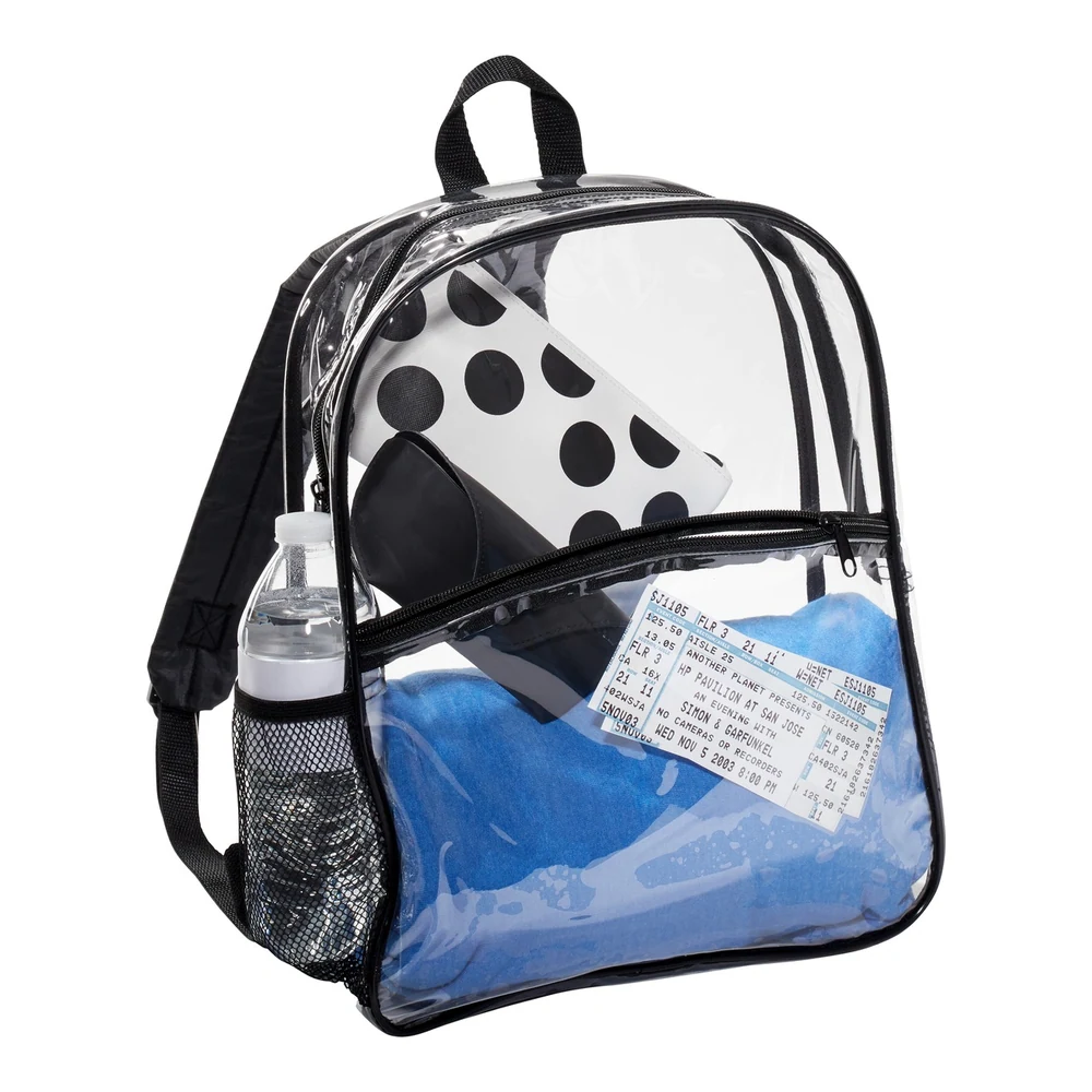 Clear/ Black Port Authority Clear Backpack style BG230, front view