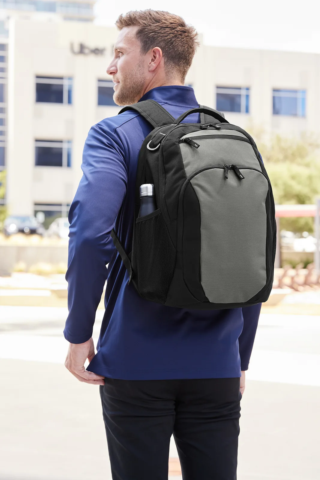 Custom Port Authority Transport Backpack — lifestyle photo