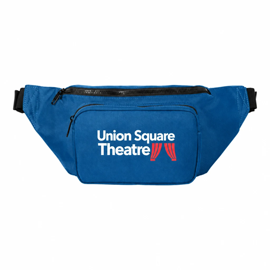 Custom Port Authority Large Crossbody Hip Pack (BG919) in True Blue, flat-lay view with a custom printed logo.
