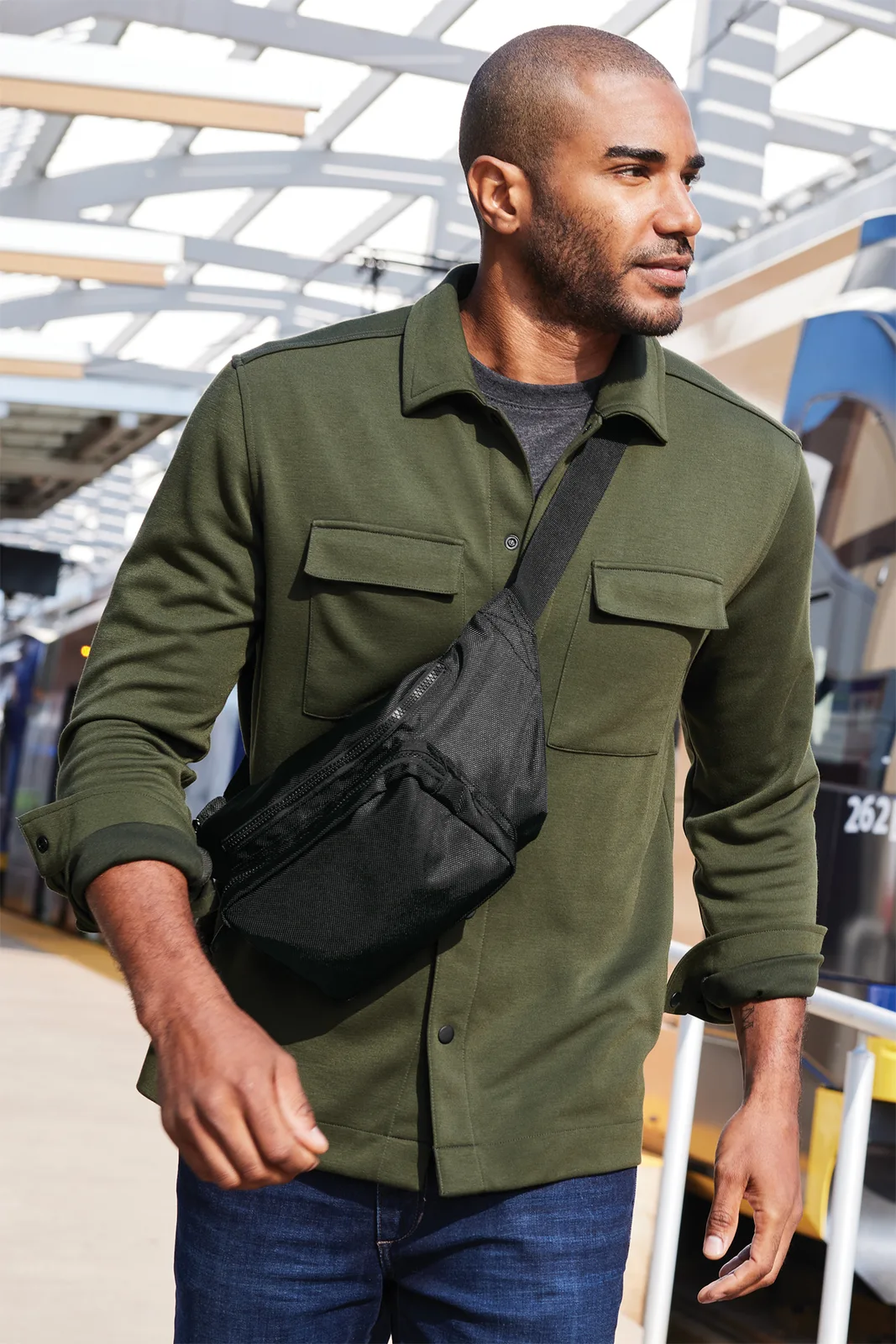 Custom Port Authority Large Crossbody Hip Pack — lifestyle photo