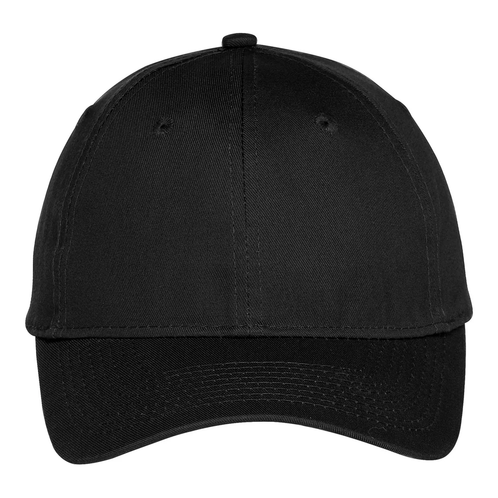 Black Port Authority Six-Panel Unstructured Twill Cap style C914, front view