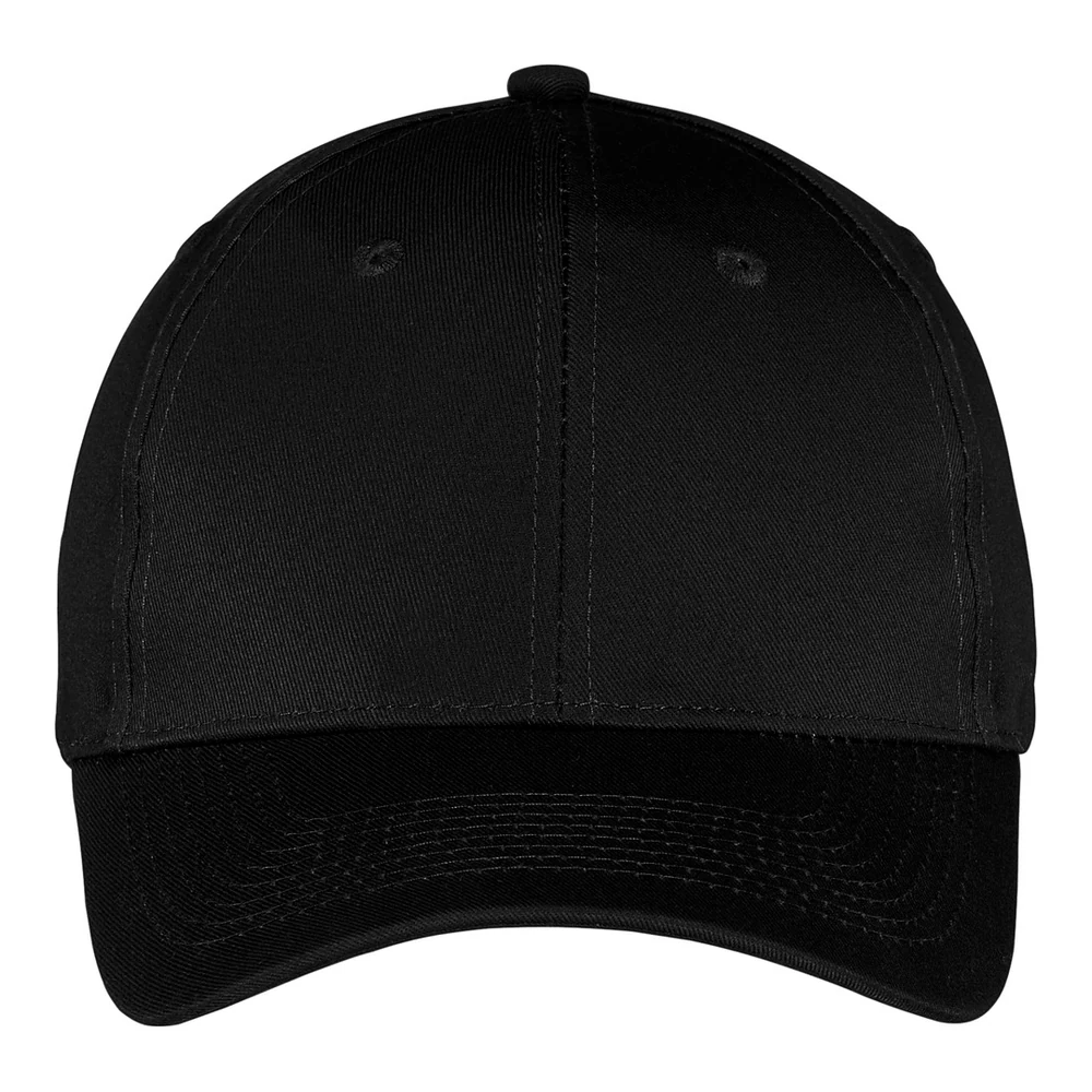 Black Port Authority Six-Panel Twill Cap style CP80, front view