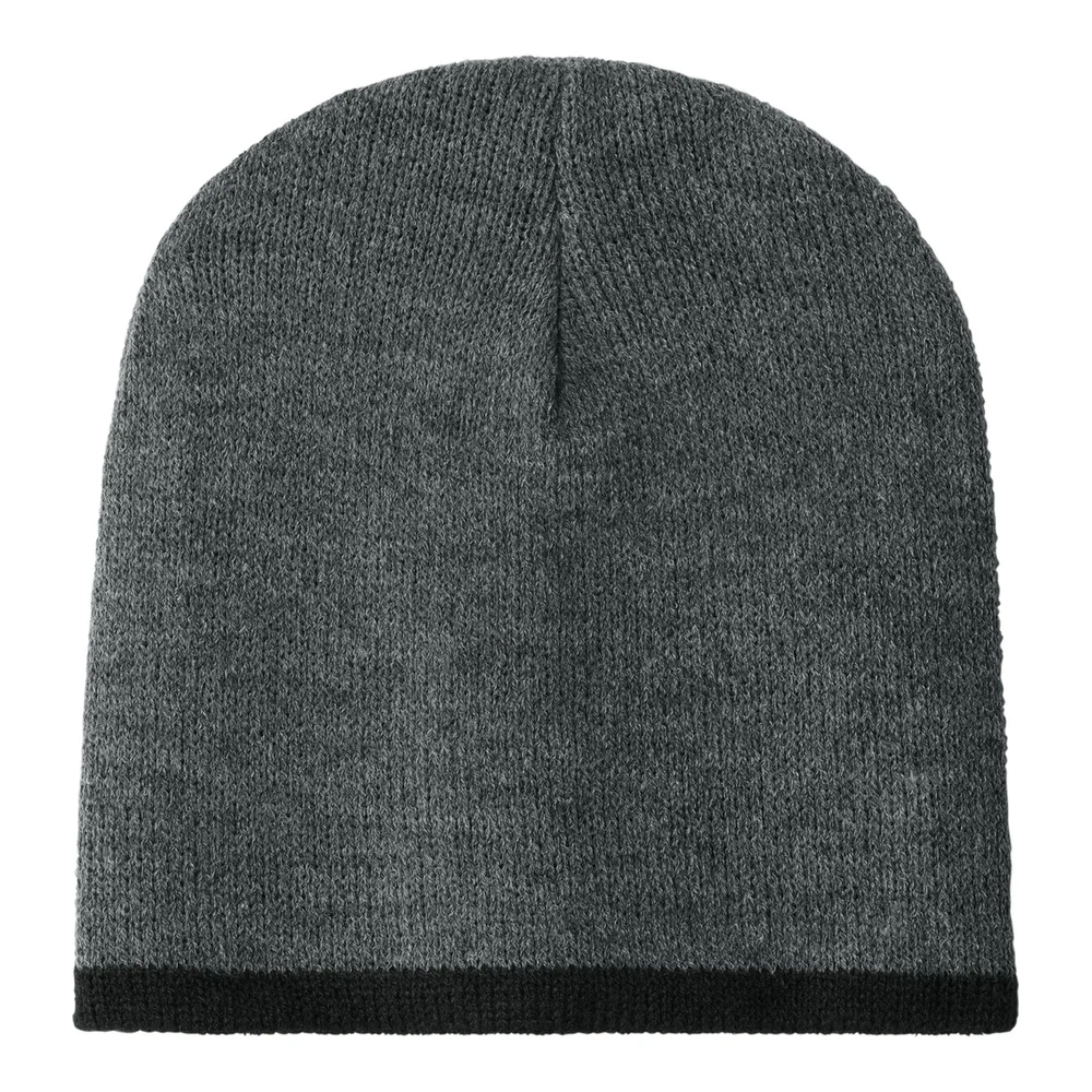 Athletic Oxford/ Black Port Authority Beanie Cap style CP91, front view
