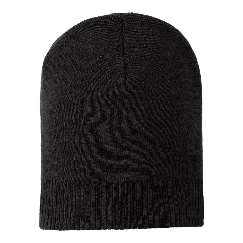 Black Port Authority 100% Cotton Beanie style CP95, front view