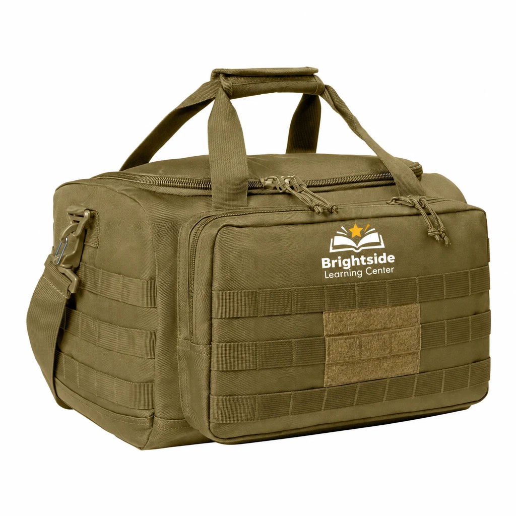 Custom CornerStone Tactical Gear Bag (CSB816) in Olive Drab Green, flat-lay view with a custom printed logo.