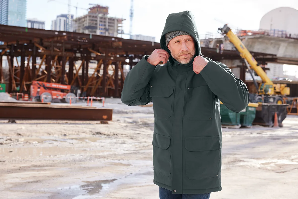 CornerStone Elements Insulated Parka — Style CSJ10 in Iron Grey — manufacturer lifestyle photo
