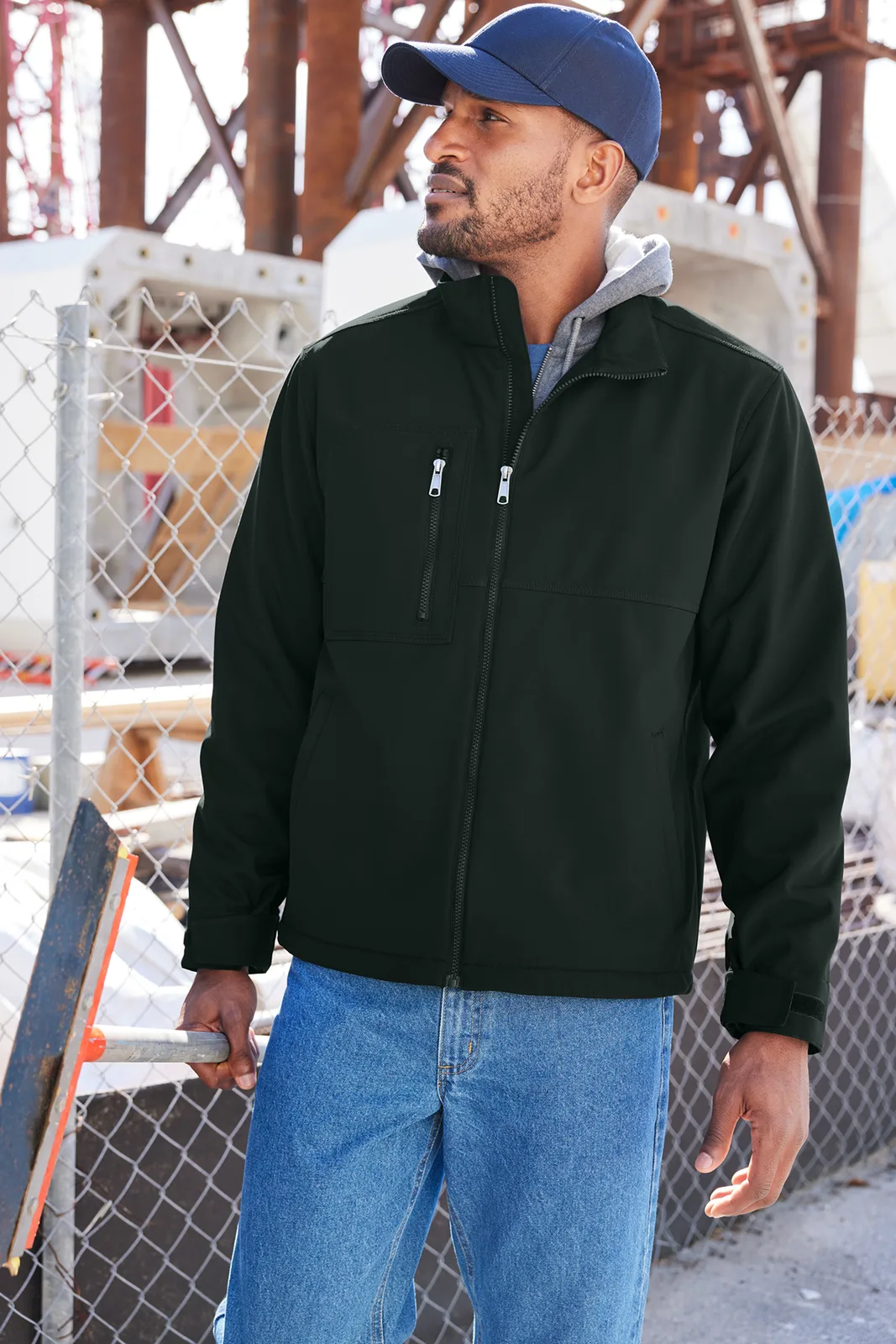 CornerStone Workwear Soft Shell — Style CSJ70 in Black — manufacturer lifestyle photo
