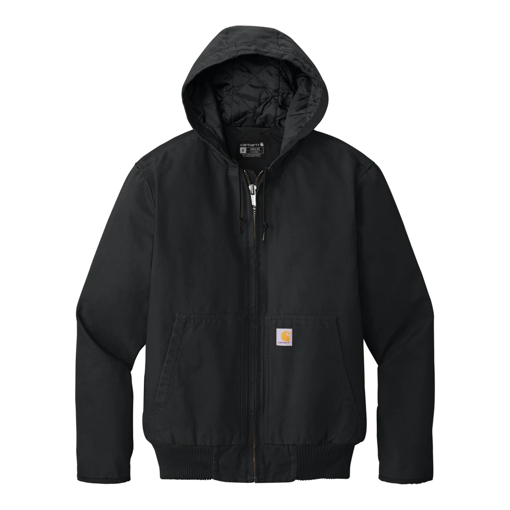 Black Carhartt Washed Duck Active Jac style CT104050, front view
