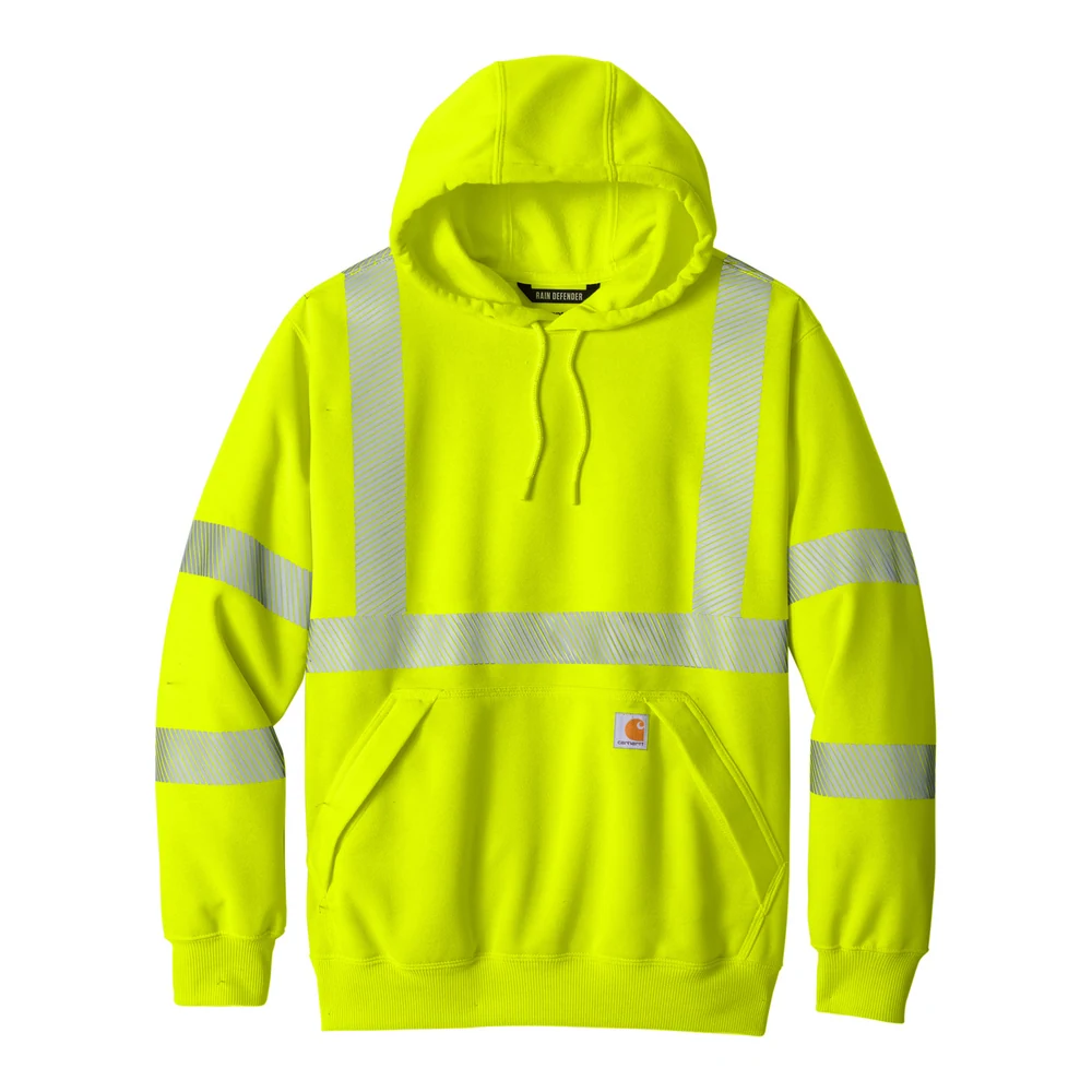 Brite Lime Carhartt ANSI 107 Class 3 Hooded Sweatshirt style CT104987, front view
