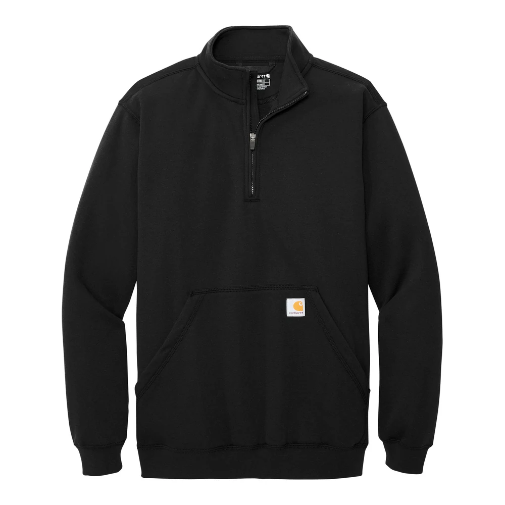 Black Carhartt Midweight 1/4-Zip Mock Neck Sweatshirt style CT105294, front view