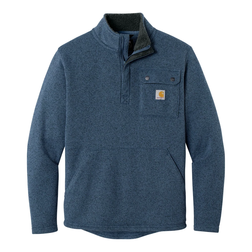 Faded Navy Carhartt Midweight 1/4-Zip Sweater Fleece style CT106378, front view