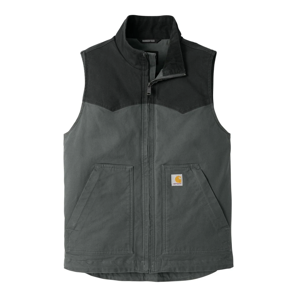 Black/ Shadow Grey Carhartt Montana Rugged Flex Duck Vest style CT106433, front view