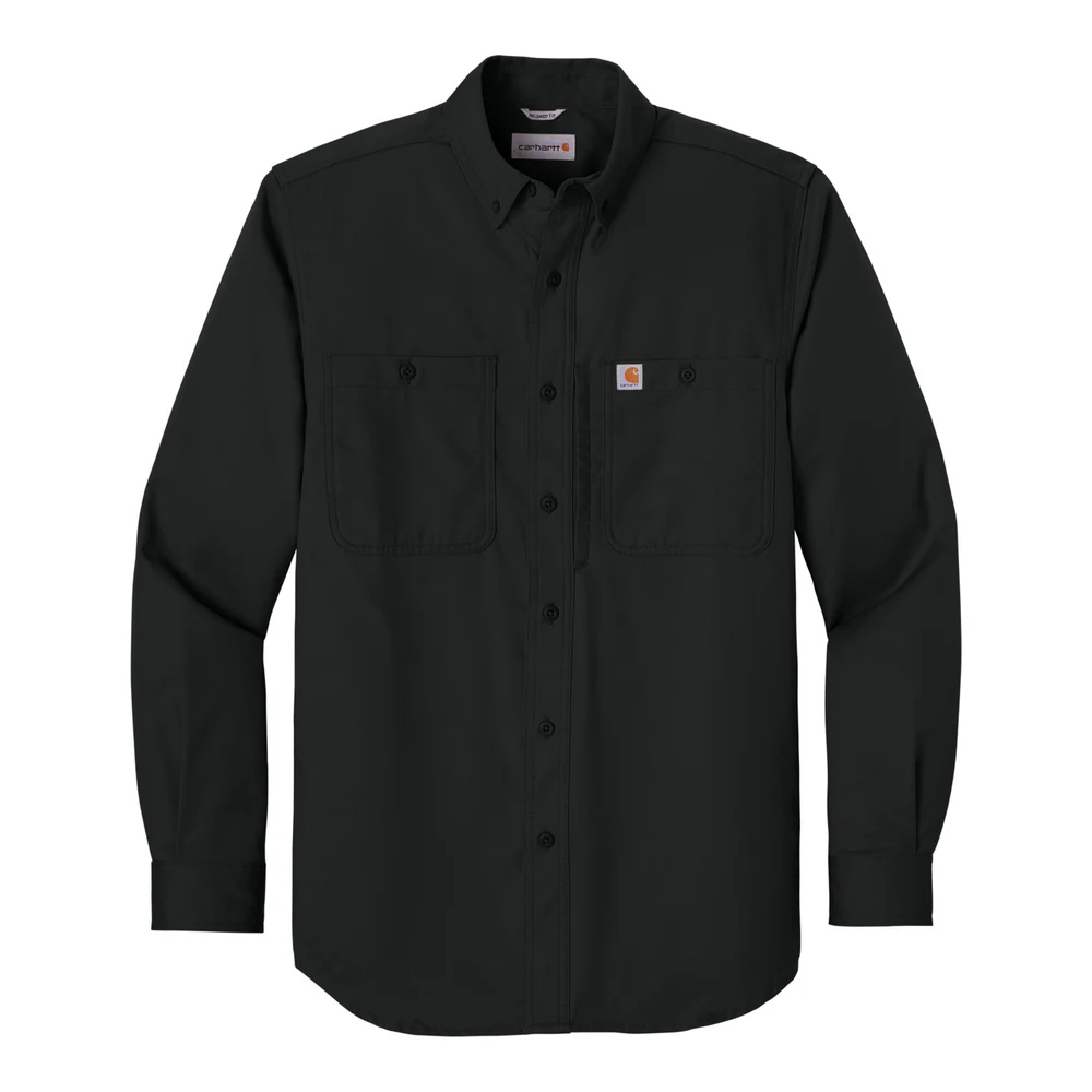 Black Carhartt Rugged Professional Series Long Sleeve Shirt style CT106689, front view