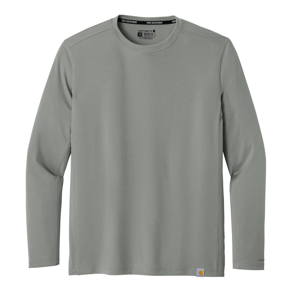 Asphalt Grey Carhartt Force Sun Defender Long Sleeve T-Shirt style CT106972, front view