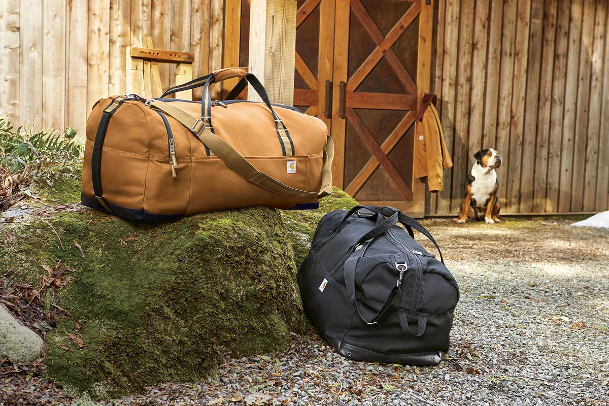Carhartt 120L Foundry Series Duffel — lifestyle photo, shown in Black