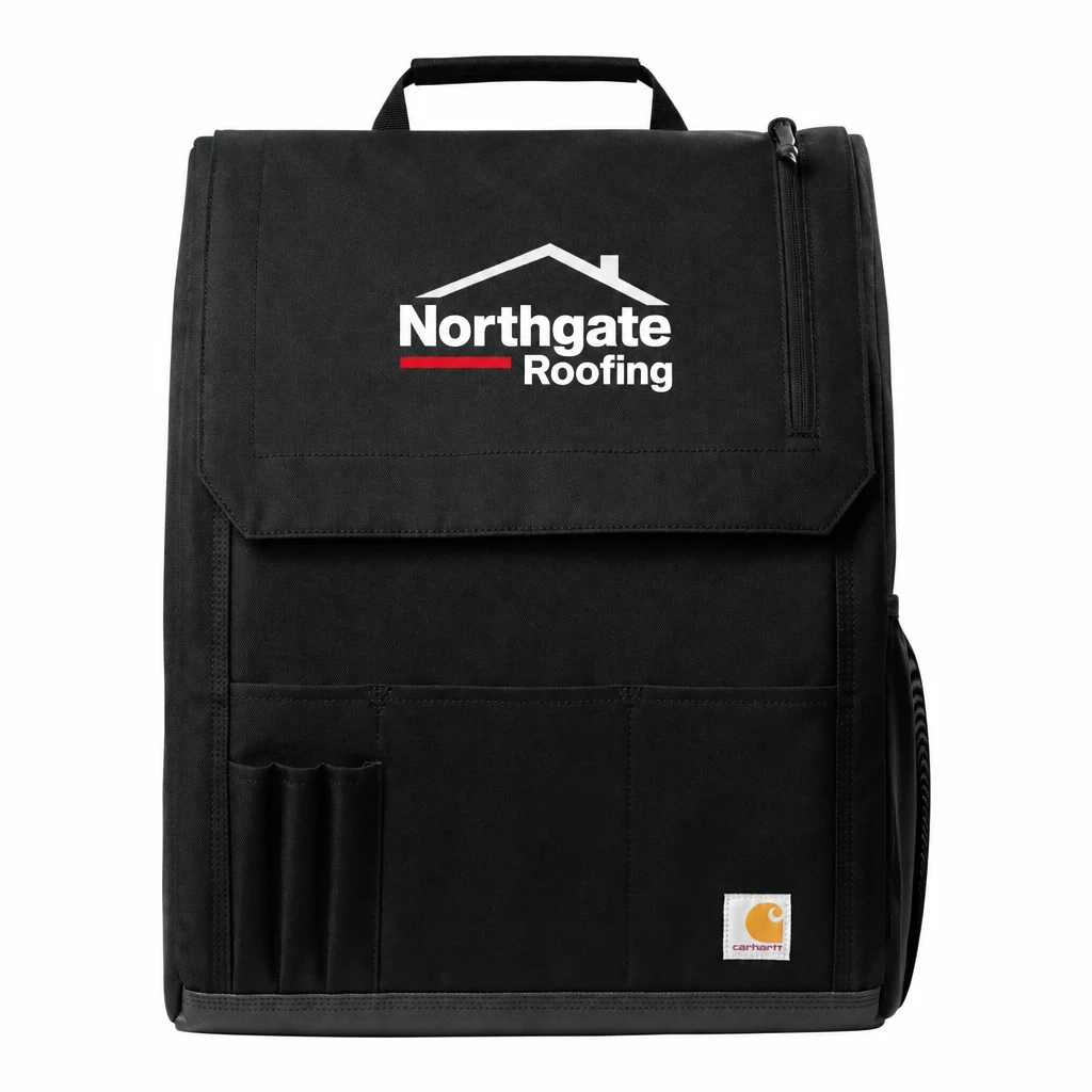 Custom Carhartt Universal Seat Organizer (CTC0001617) in Black, flat-lay view with a custom printed logo.