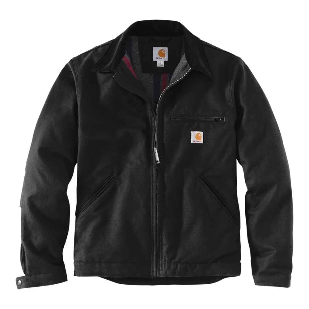 Black Carhartt Tall Duck Detroit Jacket style CTT103828, front view