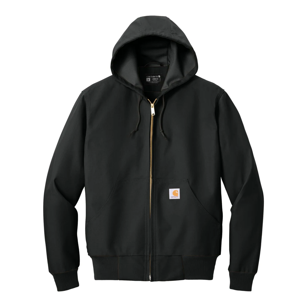 Black Carhartt Tall Thermal-Lined Duck Active Jac style CTT106678, front view