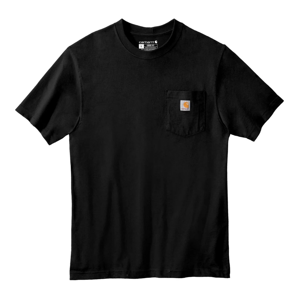 Black Carhartt Tall Workwear Pocket Short Sleeve T-Shirt style CTTK87, front view