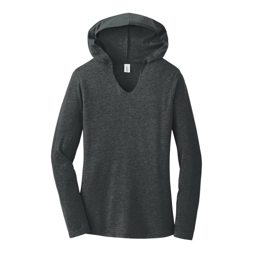 Black Frost District Women's Perfect Tri Long Sleeve Hoodie style DM139L, front view