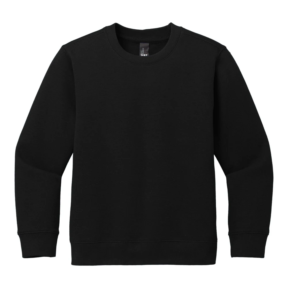 Black District Youth V.I.T. Fleece Crew style DT6104Y, front view