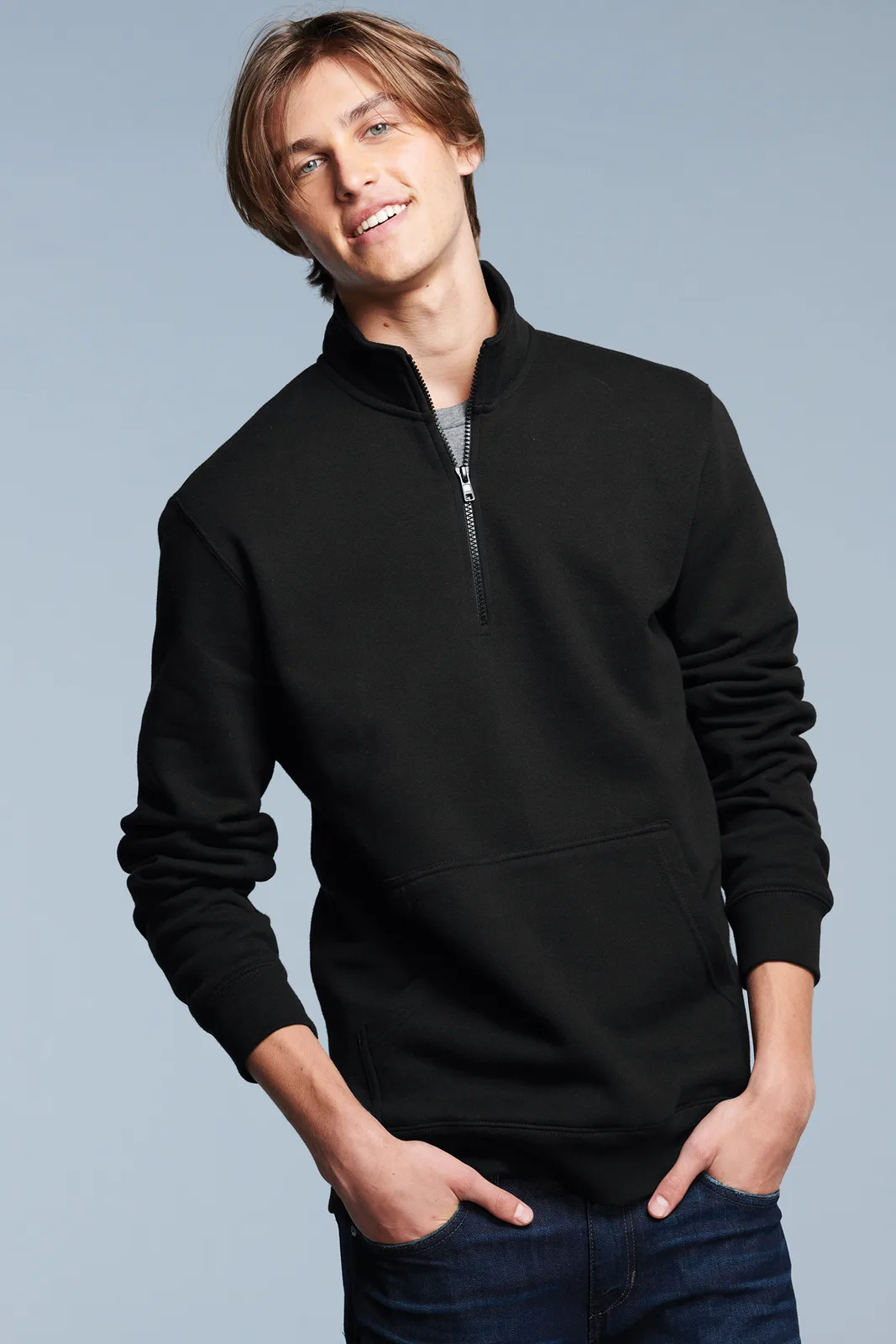 District V.I.T. Fleece 1/4-Zip — Style DT6106 in Black — manufacturer lifestyle photo
