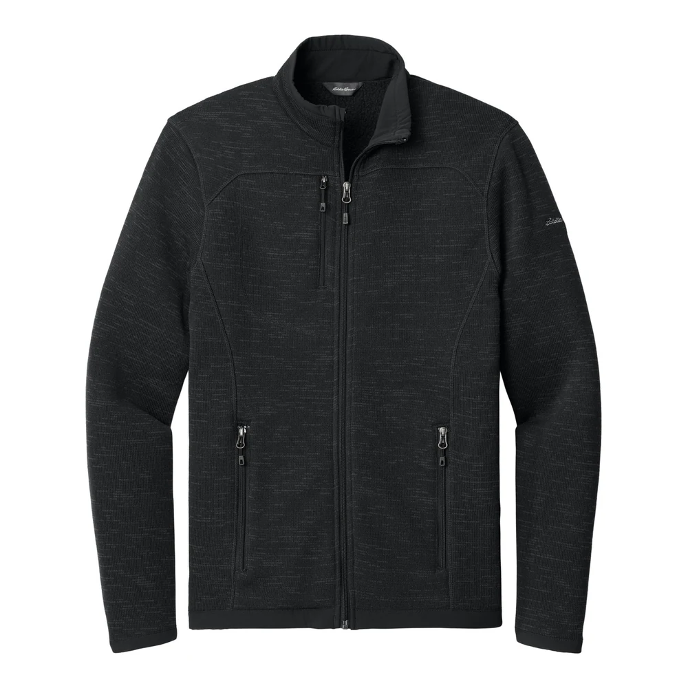 Black Eddie Bauer Sweater Fleece Full-Zip style EB250, front view