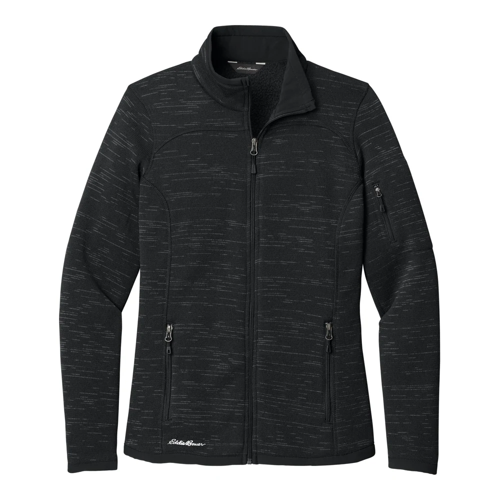 Black Eddie Bauer Women's Sweater Fleece Full-Zip style EB251, front view