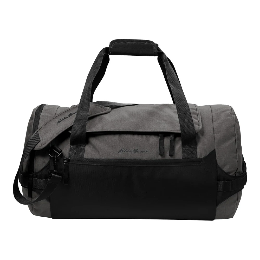 Grey Steel Heather/ Black Eddie Bauer Tour Duffel style EB905, front view