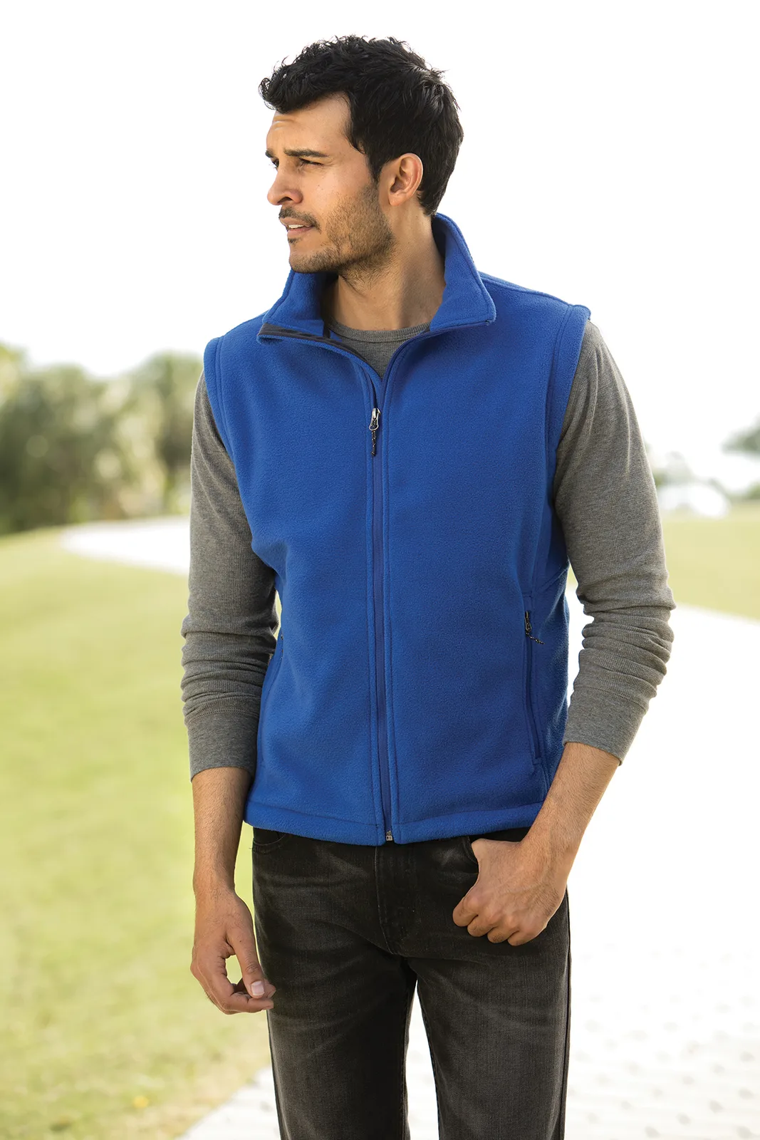 Port Authority Value Fleece Vest — Style F219 in True Royal — manufacturer lifestyle photo