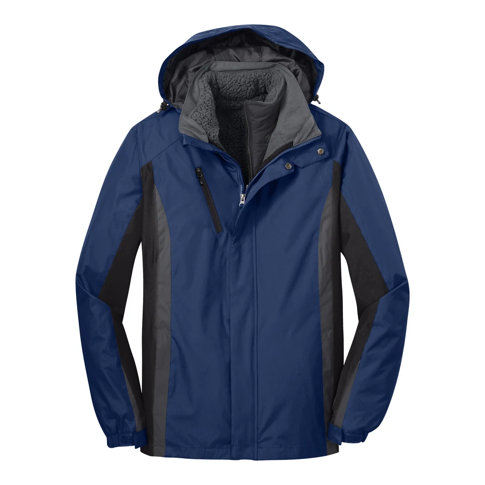 Admiral Blue/ Black/ Magnet Port Authority Colorblock 3-in-1 Jacket style J321, front view