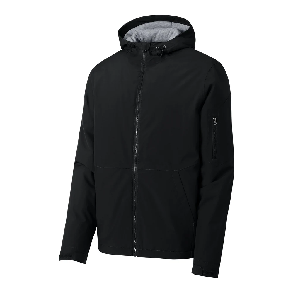 Black Sport-Tek Waterproof Insulated Jacket style JST56, front view