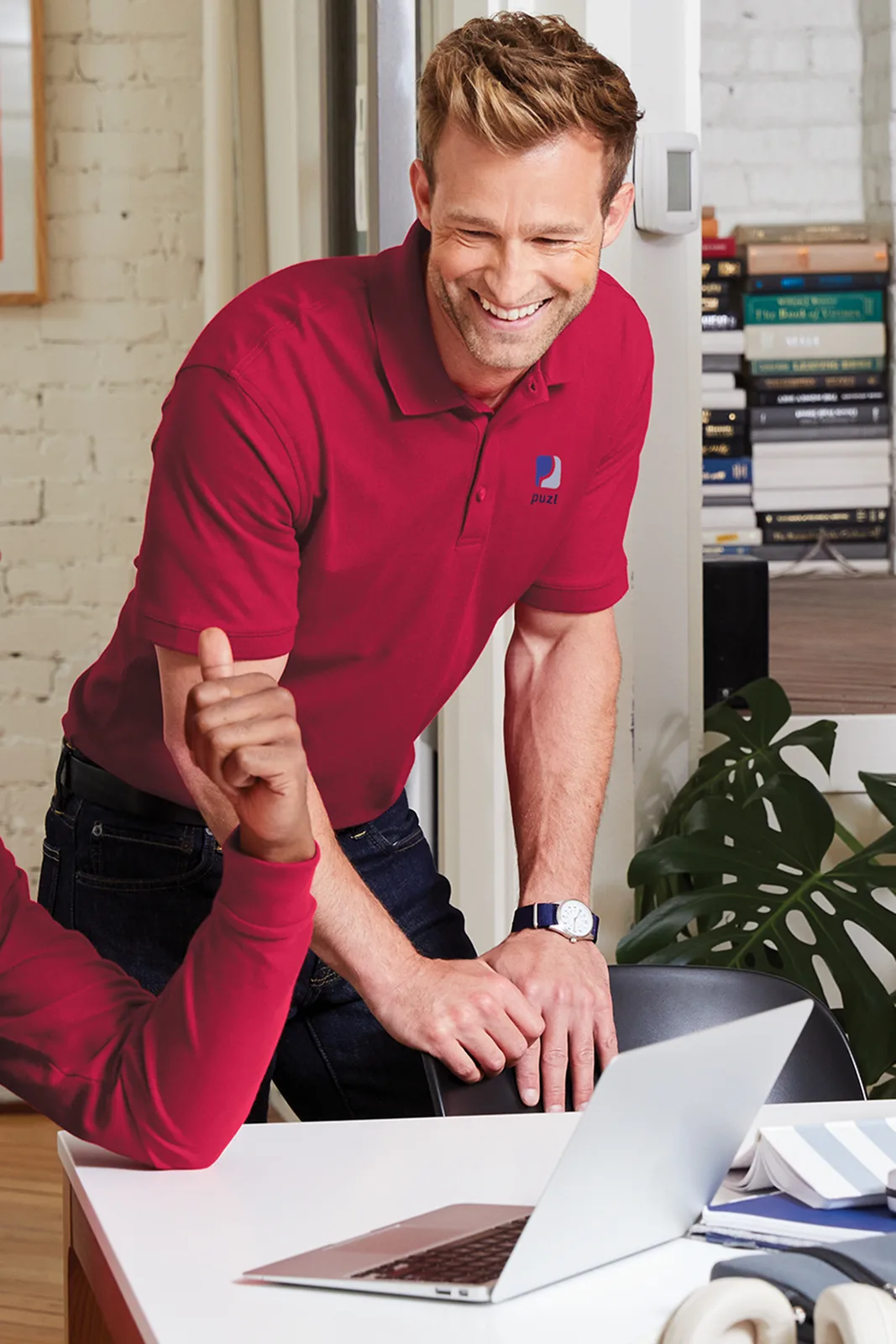 Port Authority Core Classic Pique Polo — Style K100 in Rich Red — manufacturer lifestyle photo