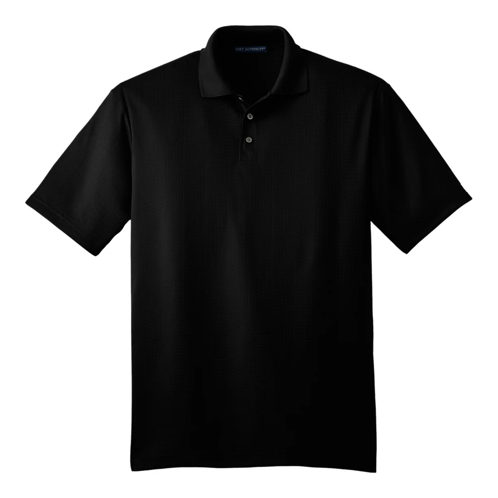 Black Port Authority Performance Fine Jacquard Polo style K528, front view