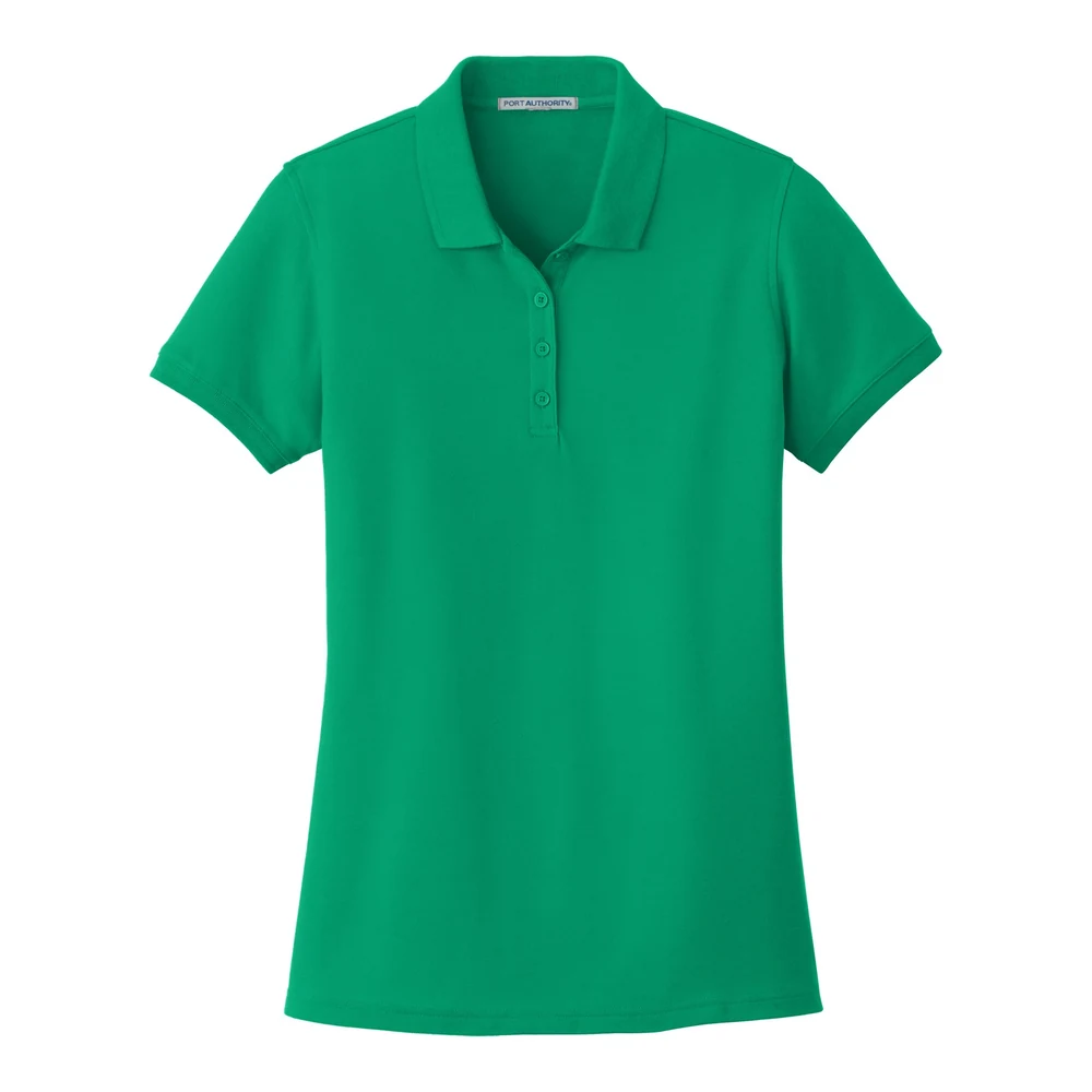 Bright Kelly Green Port Authority Women's Core Classic Pique Polo style L100, front view